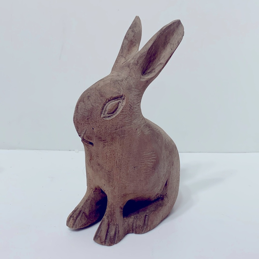 JOEL DELVA wood sculpture rabbit Haiti